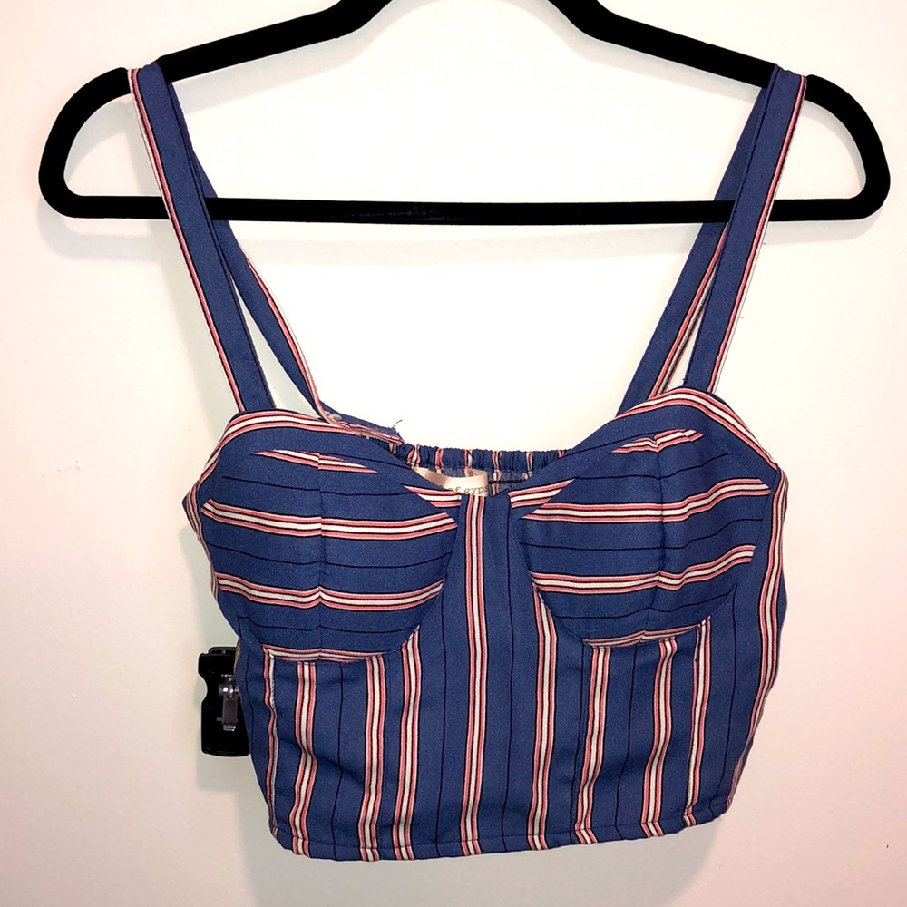 Blue pink and white crop top